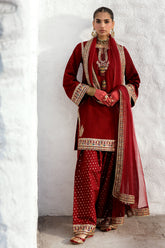 3-PC Embroidered Raw-Silk Suit CMA-5-019