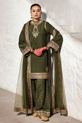 3-PC Embroidered Raw-Silk Suit CMA-5-011