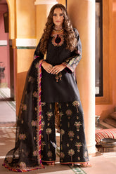 3-PC Embroidered Raw-Silk Suit CMA-5-137 Black