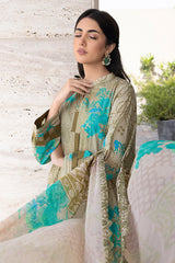 3-PC Unstitched Embroibered Lawn Suit with Embroidered Chiffon Dupatta CCS4-28