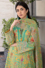 3-PC Unstitched Embroibered Lawn Suit with Embroidered Chiffon Dupatta CCS4-26