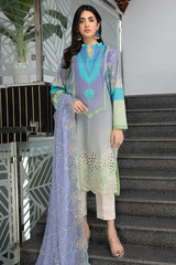 3-PC Unstitched Embroibered Lawn Suit with Embroidered Chiffon Dupatta CCS4-29