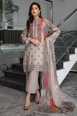 3-PC Unstitched Embroibered Lawn Suit with Embroidered Chiffon Dupatta CCS4-30