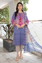 3-PC Unstitched Embroibered Lawn Suit with Embroidered Chiffon Dupatta CCS4-31