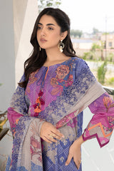 3-PC Unstitched Embroibered Lawn Suit with Embroidered Chiffon Dupatta CCS4-31