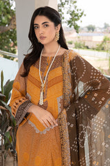 3-PC Unstitched Embroibered Lawn Suit with Embroidered Chiffon Dupatta CCS4-25