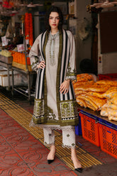 3-PC Unstitched Embroidered Linen Collection CCW6-03