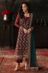 3 Pc Embroidered Dyed Chiffon CA26-05