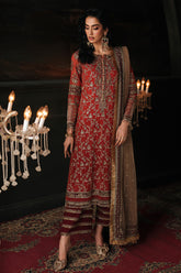 3 Pc Embroidered Dyed Chiffon CA26-03