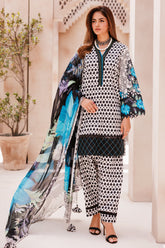 3-PC Printed Cotton Shirt with Chiffon Dupatta and Trouser CPM-4-055
