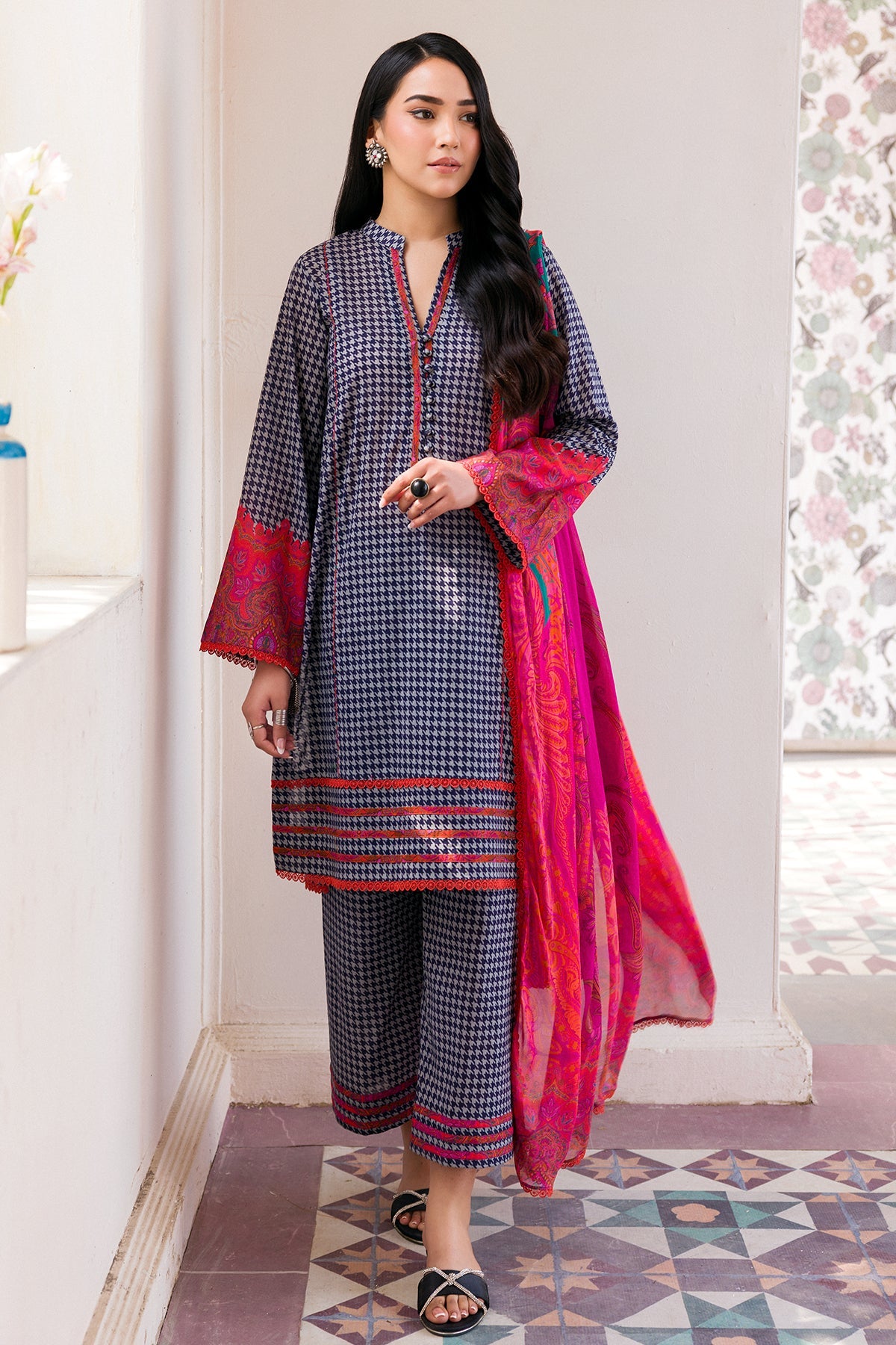 3-PC Printed Lawn Shirt with Trouser and Chiffon Dupatta CPM-4-07