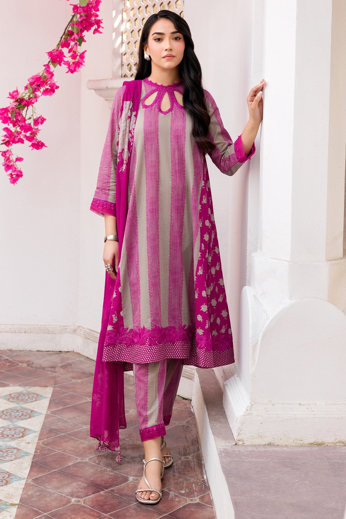 3-PC Printed Lawn Shirt with Chiffon Dupatta and Trouser CNP-4-06A