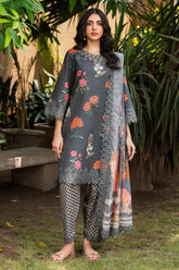 3-PC Unstitched Embroidered Lawn Shirt with Embroidered Voil Dupatta and Trouser CRN4-19