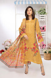 3-Pc Printed Lawn Unstitched With Chiffon Dupatta CP22-066