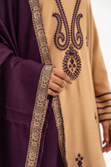 3-PC Embroidered Leather Shirt with Twill Shawl and Trouser CNP-3-218