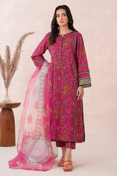 3-PC Unstitched Printed Lawn Shirt with Organza Dupatta and Trouser CPS3-01