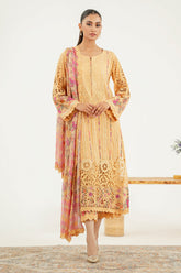 3-Pc Charizma Unstitched Embroidered Lawn With Printed Chiffon Dupatta RM3-20