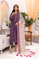 3-Pc Printed lawn suits with Embellished Mirror Work Chiffon Dupatta CMC22-06