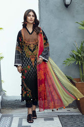 3 PC Unstitch Embroidered Lawn Shirt with Chiffon Dupatta AN22-13