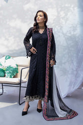 3-PC Unstitched Embroidered Lawn With Embroidered Chifoon Dupatta CQ22-12