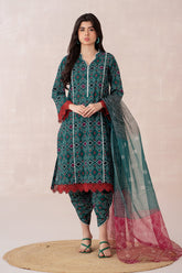 3-PC Unstitched Printed Lawn Shirt with Organza Dupatta and Trouser CPS3-07