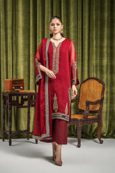 3-PC Embroidered Chiffon Shirt with Chiffon Dupatta and Trouser CMA-3-241