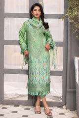 3-PC Unstitched Embroibered Lawn Shirt with Printed Chiffon Dupatta CCS4-01