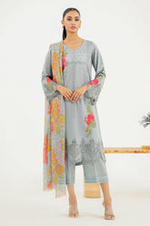 3-Pc Charizma Unstitched Embroidered Lawn With Printed Chiffon Dupatta RM3-10