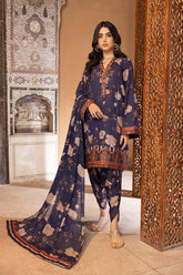 3-Pc Digital Printed Short Shirt With Straight Trouser and Bamber Chiffon Dupatta FFP23-24 A