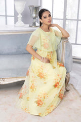 2-Pc Digital Printed Organza Gown With Raw Silk Trouser CMA22-54
