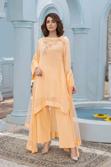 4 PC Long Tail Gown with Inner Dupatta and Qlot Trouser CMA22-41
