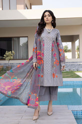 3-Pc Printed Lawn Unstitched With Chiffon Dupatta CP22-008