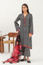 3-Pc Printed Khaddar Shirt with Chiffon Dupatta and Trouser CPM-3-222