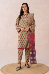 3-PC Unstitched Printed Lawn Shirt with Organza Dupatta and Trouser CPS3-06