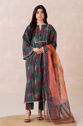 3-PC Unstitched Printed Lawn Shirt with Organza Dupatta and Trouser CPS3-14