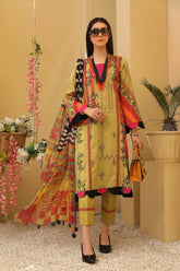3-Pc Printed Lawn Unstitched With Lawn Dupatta CP22-88