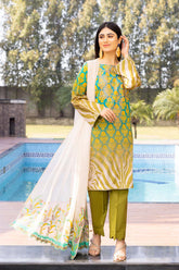 3-Pc Charizma Unstitched Embroidered Lawn Shirt With Embroidered Chiffon Dupatta AN23-17