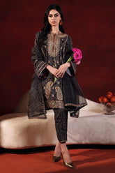 3-PC Embroidered Raw-Silk Shirt with Organza Dupatta and Trouser CMA-4-04