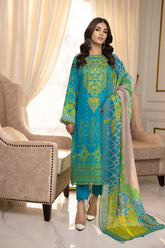 3-Pc Embroidered Lawn Unstitched with Chiffon Dupatta CC22-10
