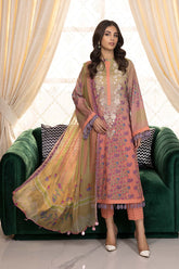 3-Pc Embroidered Lawn Unstitched with Chiffon Dupatta CC22-08