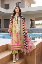 3-Pc Embroidered Lawn Unstitched with Chiffon Dupatta CC22-04