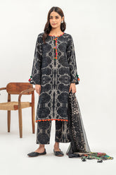 3-Pc Printed Khaddar Shirt with Chiffon Dupatta and Trouser CPM-3-220