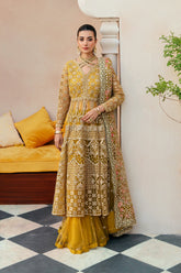 3-Pc Embroidered Net Shirt with Sharara and Net Dupatta STM-3-12
