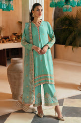 3-PC Embroidered Raw-Silk Shirt with Organza Dupatta with Trouser STM-3-011