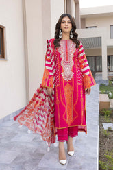 3-Pc Embroidered Lawn Unstitched with Chiffon Dupatta CC22-02