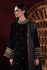 3-PC Embroidered Velvet Shirt with Embroidered Chiffon Dupatta and Trouser VVT-3-208