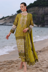 3-PC Unstitched Printed Lawn Shirt with Embroidered Chiffon Dupatta PM4-14