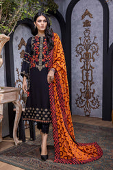 3-Pc Charizma Unstitched Embroidered Leather Suit with Velvet Shawl VLS22-06