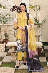 3-piece Unstitched Embroidered Lawn with Chiffon Dupatta CC-02
