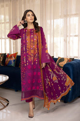 3-Pc Embroidered Lawn Unstitched with Chiffon Dupatta CC22-06